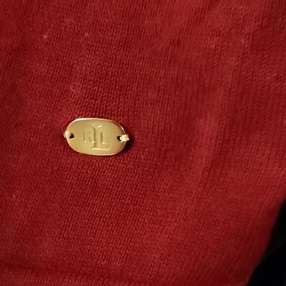 Lauren Ralph Lauren women's linen blend Red Navy Sweater sz M preppy y2k beach - Picture 3 of 9